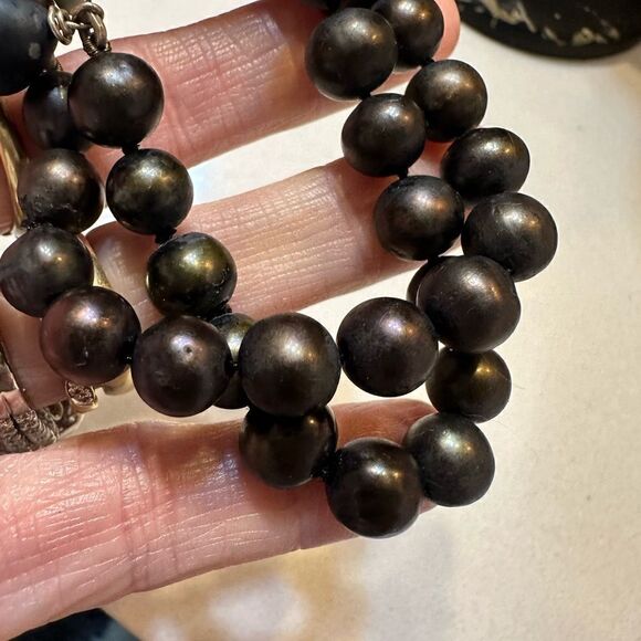 Vintage Venetian Peacock Pearls Bracelet VTG 925 Silver Clasp w/ 4 Genuine Topaz - Picture 8 of 10